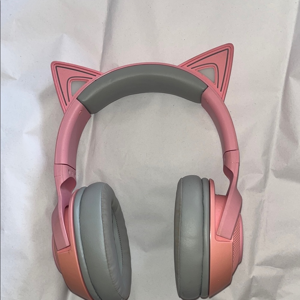 Pink and Gray Cat Ear Headphones